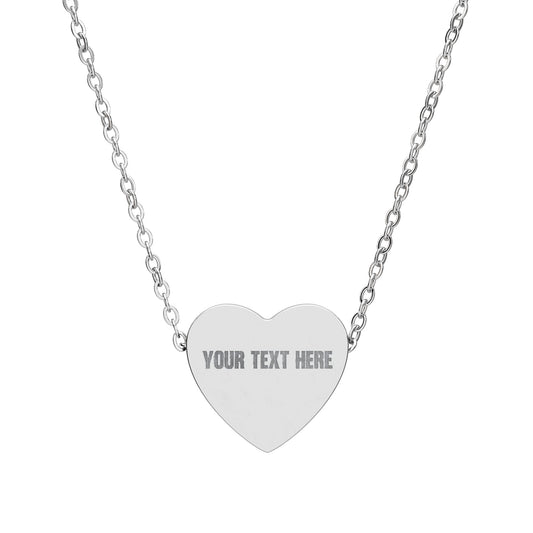 Engraved Heart Necklace — Personalized Name & Message Pendant