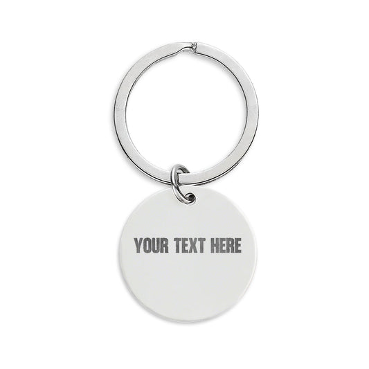 Engraved Stainless Steel Round Keychain — Personalized Gift